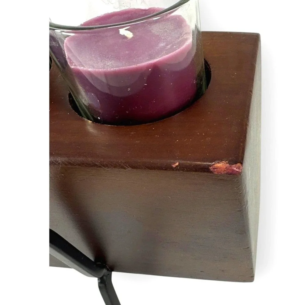 Rustic Wood Sugar Mold Votive Candle Holder 4 Hole Farmhouse‎ Centerpiece Stand